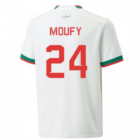 Kandiny Lapset Marokon Fahd Moufy #24 Valkoinen Vieraspaita 22-24 Lyhythihainen Paita T-paita