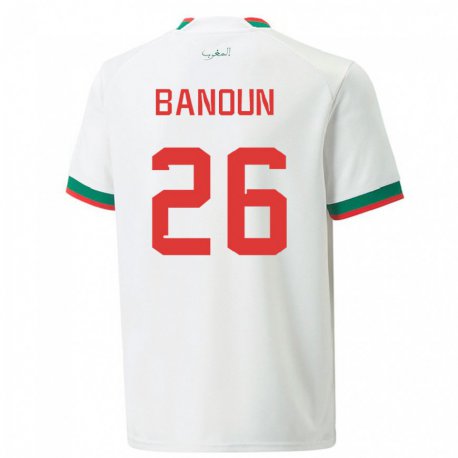 Kandiny Lapset Marokon Badr Banoun #26 Valkoinen Vieraspaita 22-24 Lyhythihainen Paita T-paita