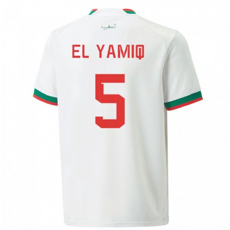Kandiny Lapset Marokon Jawad El Yamiq #5 Valkoinen Vieraspaita 22-24 Lyhythihainen Paita T-paita
