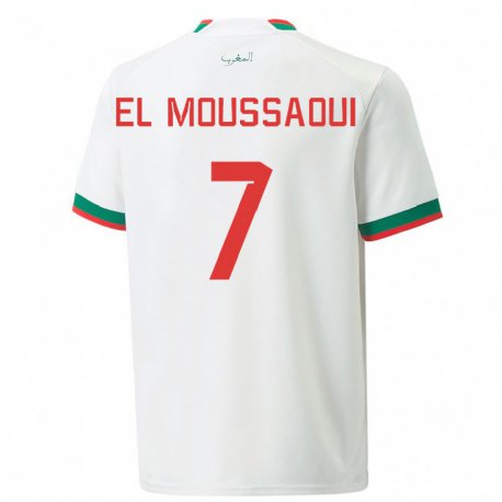 Kandiny Lapset Marokon Hamza El Moussaoui #7 Valkoinen Vieraspaita 22-24 Lyhythihainen Paita T-paita