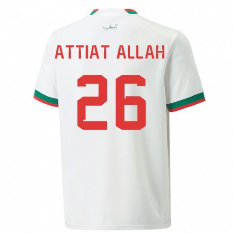 Kandiny Lapset Marokon Yahia Attiat-allah #26 Valkoinen Vieraspaita 22-24 Lyhythihainen Paita T-paita