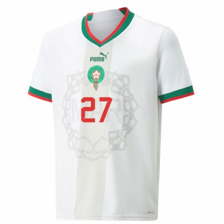 Kandiny Lapset Marokon Soufiane Rahimi #27 Valkoinen Vieraspaita 22-24 Lyhythihainen Paita T-paita