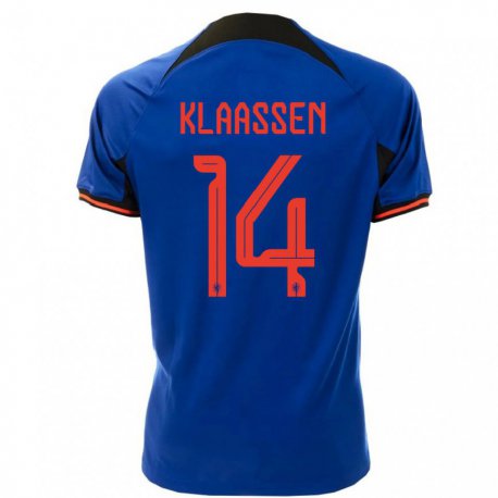 Kandiny Lapset Alankomaiden Davy Klaassen #14 Kuninkaallisen Sininen Vieraspaita 22-24 Lyhythihainen Paita T-paita