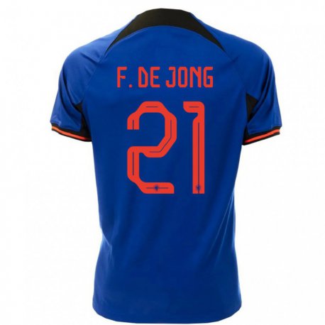 Kandiny Lapset Alankomaiden Frenkie De Jong #21 Kuninkaallisen Sininen Vieraspaita 22-24 Lyhythihainen Paita T-paita