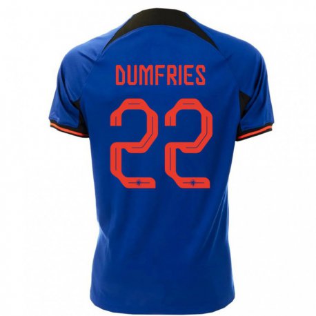 Kandiny Lapset Alankomaiden Denzel Dumfries #22 Kuninkaallisen Sininen Vieraspaita 22-24 Lyhythihainen Paita T-paita