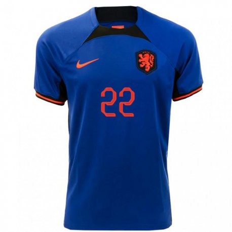 Kandiny Lapset Alankomaiden Denzel Dumfries #22 Kuninkaallisen Sininen Vieraspaita 22-24 Lyhythihainen Paita T-paita