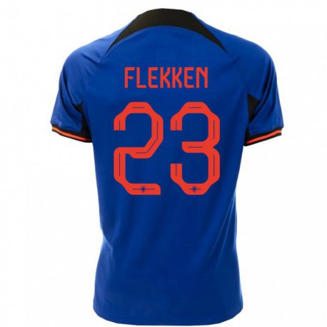 Kandiny Lapset Alankomaiden Mark Flekken #23 Kuninkaallisen Sininen Vieraspaita 22-24 Lyhythihainen Paita T-paita