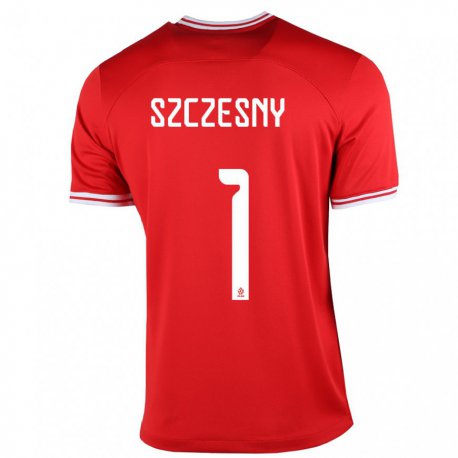 Kandiny Lapset Puolan Wojciech Szczesny #1 Punainen Vieraspaita 22-24 Lyhythihainen Paita T-paita
