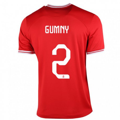 Kandiny Lapset Puolan Robert Gumny #2 Punainen Vieraspaita 22-24 Lyhythihainen Paita T-paita