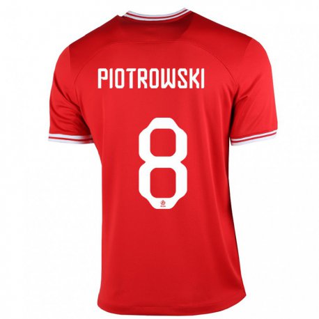 Kandiny Lapset Puolan Jakub Piotrowski #8 Punainen Vieraspaita 22-24 Lyhythihainen Paita T-paita