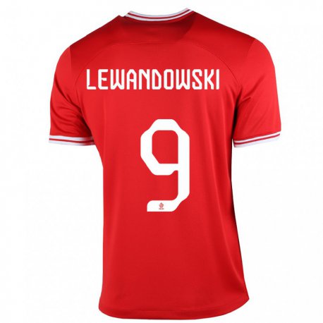 Kandiny Lapset Puolan Robert Lewandowski #9 Punainen Vieraspaita 22-24 Lyhythihainen Paita T-paita