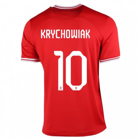 Kandiny Lapset Puolan Grzegorz Krychowiak #10 Punainen Vieraspaita 22-24 Lyhythihainen Paita T-paita