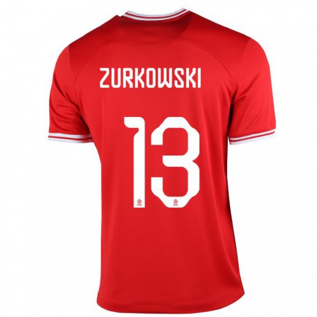 Kandiny Lapset Puolan Szymon Zurkowski #13 Punainen Vieraspaita 22-24 Lyhythihainen Paita T-paita