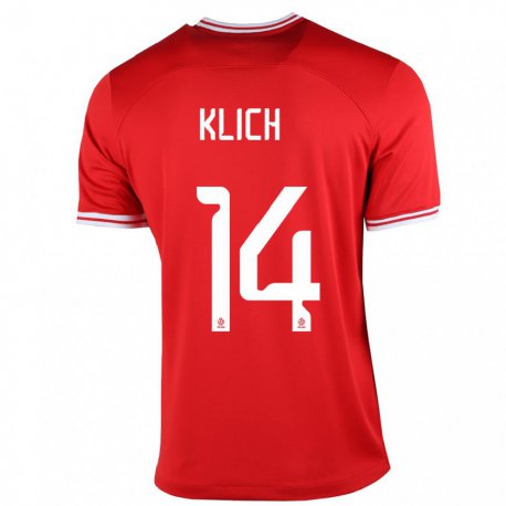 Kandiny Lapset Puolan Mateusz Klich #14 Punainen Vieraspaita 22-24 Lyhythihainen Paita T-paita