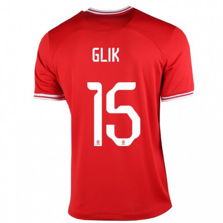 Kandiny Lapset Puolan Kamil Glik #15 Punainen Vieraspaita 22-24 Lyhythihainen Paita T-paita