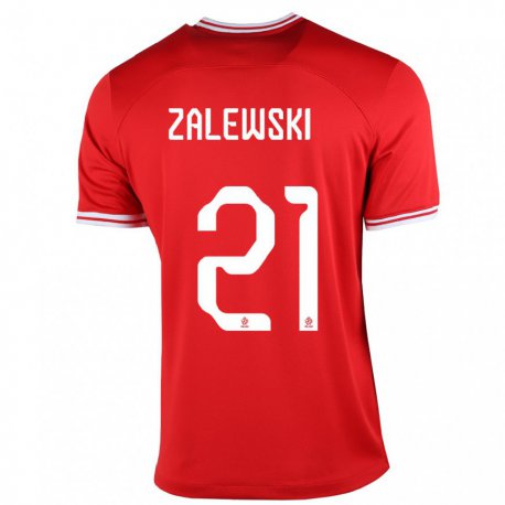 Kandiny Lapset Puolan Nicola Zalewski #21 Punainen Vieraspaita 22-24 Lyhythihainen Paita T-paita