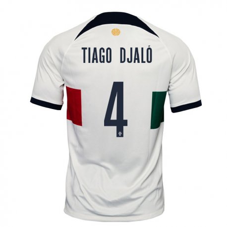 Kandiny Lapset Portugalin Tiago Djalo #4 Valkoinen Vieraspaita 22-24 Lyhythihainen Paita T-paita