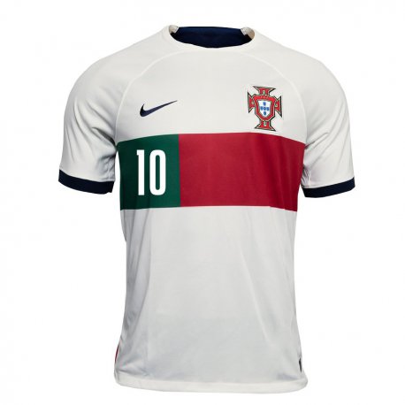Kandiny Lapset Portugalin Joao Mario #10 Valkoinen Vieraspaita 22-24 Lyhythihainen Paita T-paita