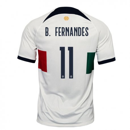 Kandiny Lapset Portugalin Bruno Fernandes #11 Valkoinen Vieraspaita 22-24 Lyhythihainen Paita T-paita