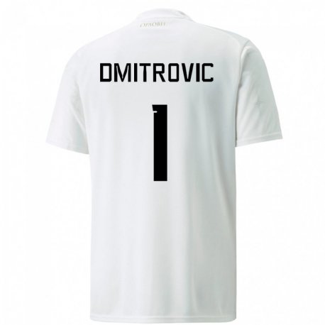 Kandiny Lapset Serbian Marko Dmitrovic #1 Valkoinen Vieraspaita 22-24 Lyhythihainen Paita T-paita