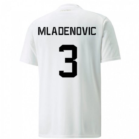 Kandiny Lapset Serbian Filip Mladenovic #3 Valkoinen Vieraspaita 22-24 Lyhythihainen Paita T-paita