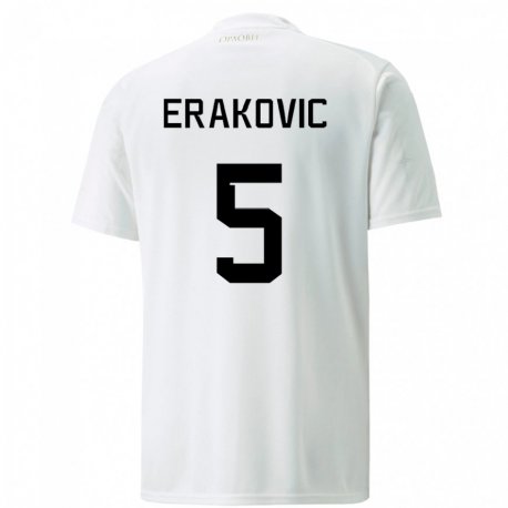 Kandiny Lapset Serbian Strahinja Erakovic #5 Valkoinen Vieraspaita 22-24 Lyhythihainen Paita T-paita