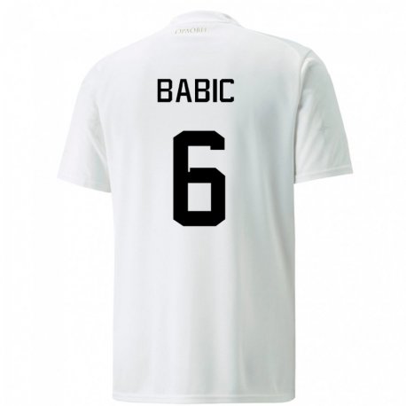 Kandiny Lapset Serbian Srdjan Babic #6 Valkoinen Vieraspaita 22-24 Lyhythihainen Paita T-paita