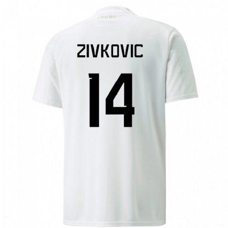Kandiny Lapset Serbian Andrija Zivkovic #14 Valkoinen Vieraspaita 22-24 Lyhythihainen Paita T-paita
