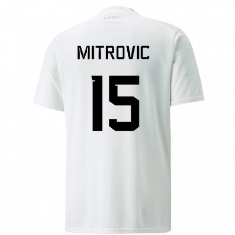 Kandiny Lapset Serbian Stefan Mitrovic #15 Valkoinen Vieraspaita 22-24 Lyhythihainen Paita T-paita
