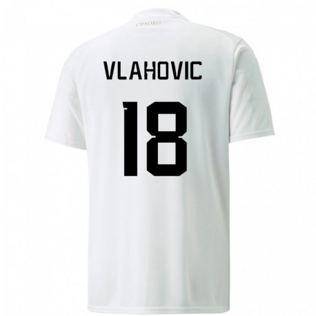 Kandiny Lapset Serbian Dusan Vlahovic #18 Valkoinen Vieraspaita 22-24 Lyhythihainen Paita T-paita