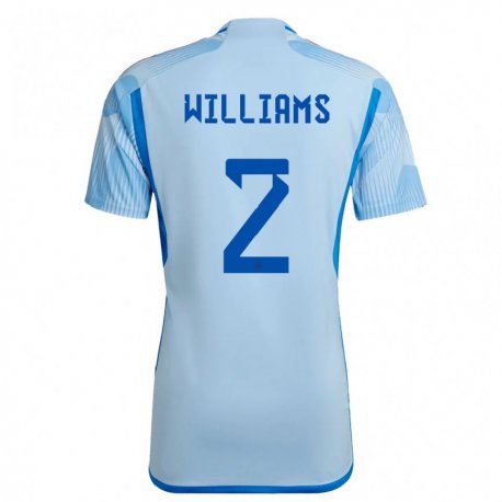 Kandiny Lapset Espanjan Nico Williams #2 Taivaansininen Vieraspaita 22-24 Lyhythihainen Paita T-paita