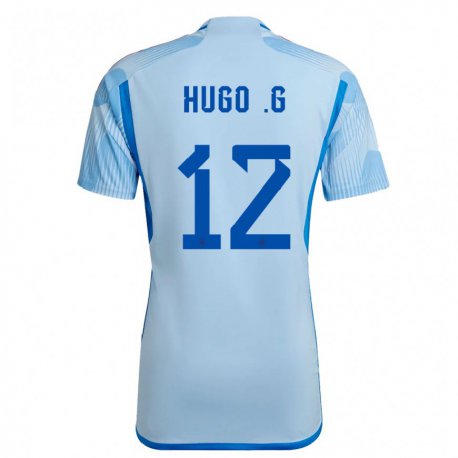 Kandiny Lapset Espanjan Hugo Guillamon #12 Taivaansininen Vieraspaita 22-24 Lyhythihainen Paita T-paita