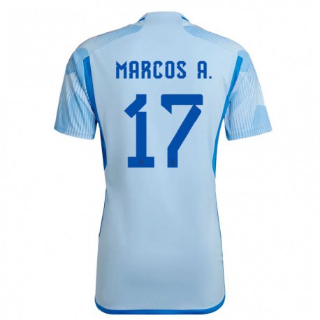 Kandiny Lapset Espanjan Marcos Alonso #17 Taivaansininen Vieraspaita 22-24 Lyhythihainen Paita T-paita