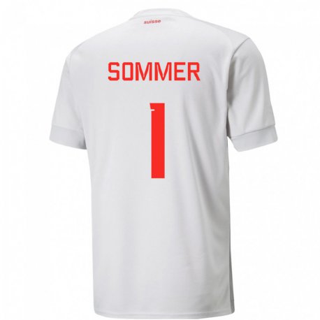 Kandiny Lapset Sveitsin Yann Sommer #1 Valkoinen Vieraspaita 22-24 Lyhythihainen Paita T-paita