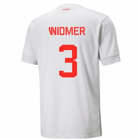Kandiny Lapset Sveitsin Silvan Widmer #3 Valkoinen Vieraspaita 22-24 Lyhythihainen Paita T-paita