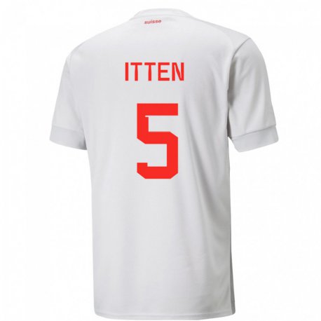 Kandiny Lapset Sveitsin Cedric Itten #5 Valkoinen Vieraspaita 22-24 Lyhythihainen Paita T-paita