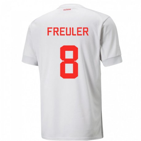 Kandiny Lapset Sveitsin Remo Freuler #8 Valkoinen Vieraspaita 22-24 Lyhythihainen Paita T-paita
