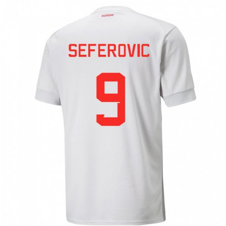 Kandiny Lapset Sveitsin Haris Seferovic #9 Valkoinen Vieraspaita 22-24 Lyhythihainen Paita T-paita
