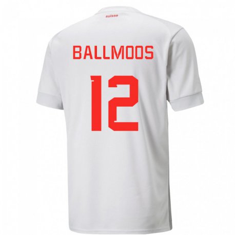 Kandiny Lapset Sveitsin David Von Ballmoos #12 Valkoinen Vieraspaita 22-24 Lyhythihainen Paita T-paita