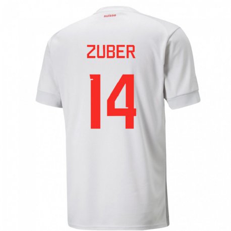 Kandiny Lapset Sveitsin Steven Zuber #14 Valkoinen Vieraspaita 22-24 Lyhythihainen Paita T-paita