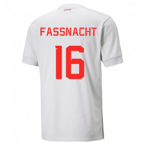 Kandiny Lapset Sveitsin Christian Fassnacht #16 Valkoinen Vieraspaita 22-24 Lyhythihainen Paita T-paita