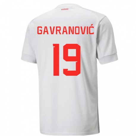 Kandiny Lapset Sveitsin Mario Gavranovic #19 Valkoinen Vieraspaita 22-24 Lyhythihainen Paita T-paita