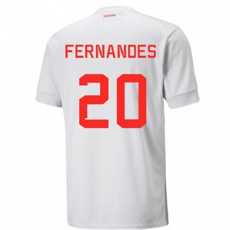 Kandiny Lapset Sveitsin Edimilson Fernandes #20 Valkoinen Vieraspaita 22-24 Lyhythihainen Paita T-paita