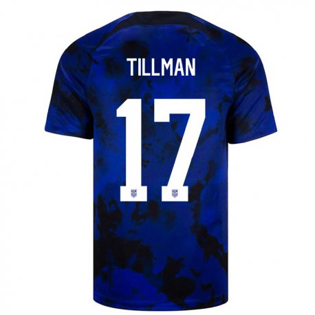 Kandiny Lapset Yhdysvaltain Malik Tillman #17 Kuninkaallisen Sininen Vieraspaita 22-24 Lyhythihainen Paita T-paita
