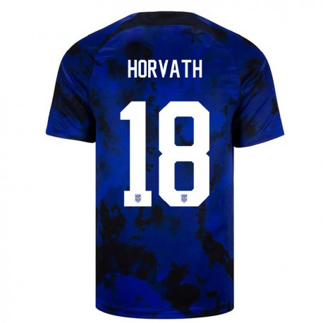 Kandiny Lapset Yhdysvaltain Ethan Horvath #18 Kuninkaallisen Sininen Vieraspaita 22-24 Lyhythihainen Paita T-paita
