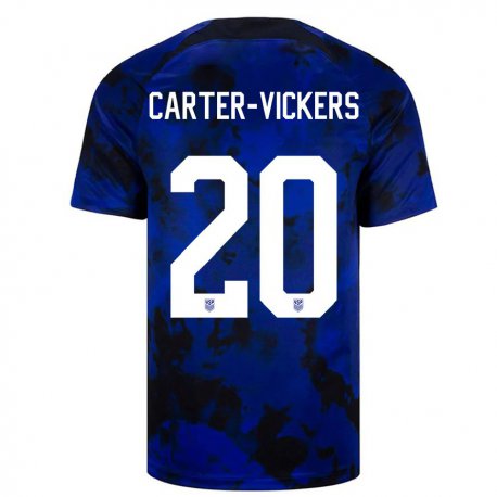 Kandiny Lapset Yhdysvaltain Cameron Carter-vickers #20 Kuninkaallisen Sininen Vieraspaita 22-24 Lyhythihainen Paita T-paita