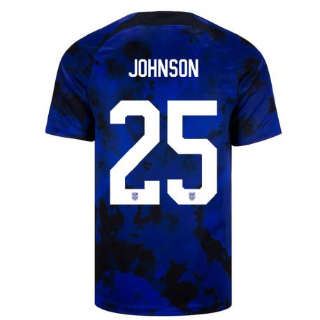 Kandiny Lapset Yhdysvaltain Sean Johnson #25 Kuninkaallisen Sininen Vieraspaita 22-24 Lyhythihainen Paita T-paita