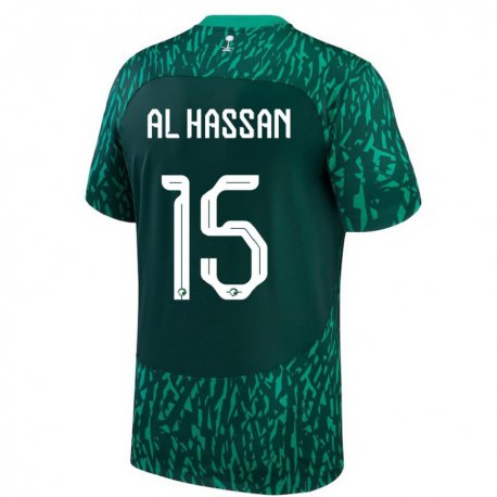 Kandiny Lapset Saudi-arabian Ali Al Hassan #15 Tummanvihreä Vieraspaita 22-24 Lyhythihainen Paita T-paita