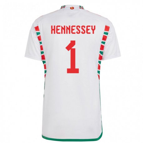 Kandiny Lapset Walesin Wayne Hennessey #1 Valkoinen Vieraspaita 22-24 Lyhythihainen Paita T-paita