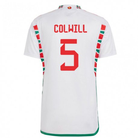 Kandiny Lapset Walesin Rubin Colwill #5 Valkoinen Vieraspaita 22-24 Lyhythihainen Paita T-paita